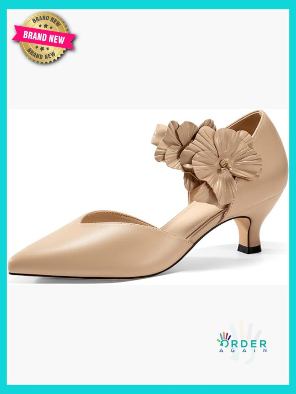 Low Kitten Heels Dressy Pumps Comfortable Slip on Flower Formal Party Heeled